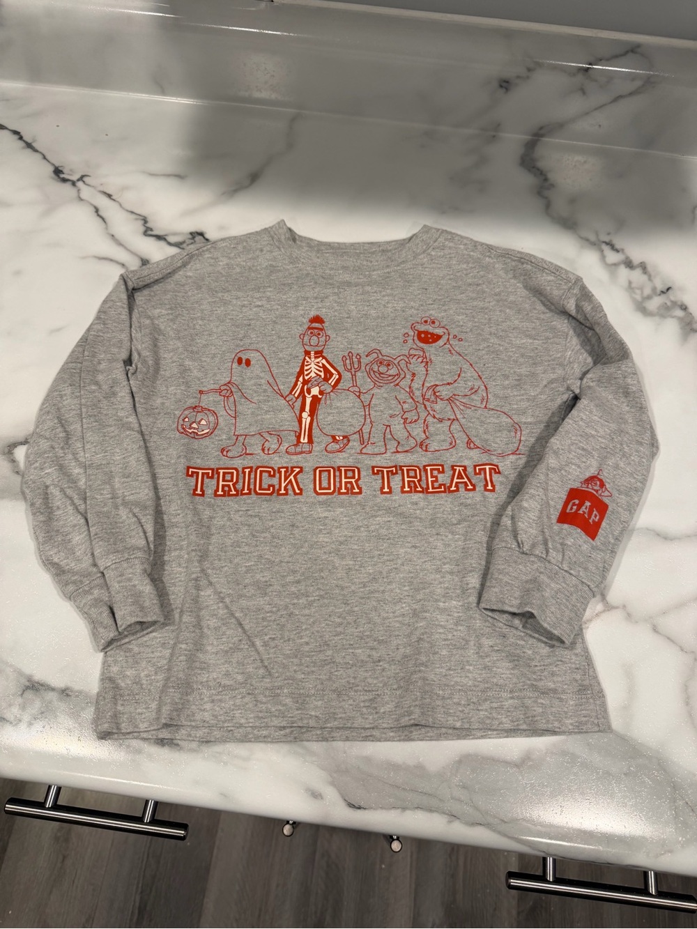 GAP Sesame Street Gray Long-Sleeve Halloween Tee